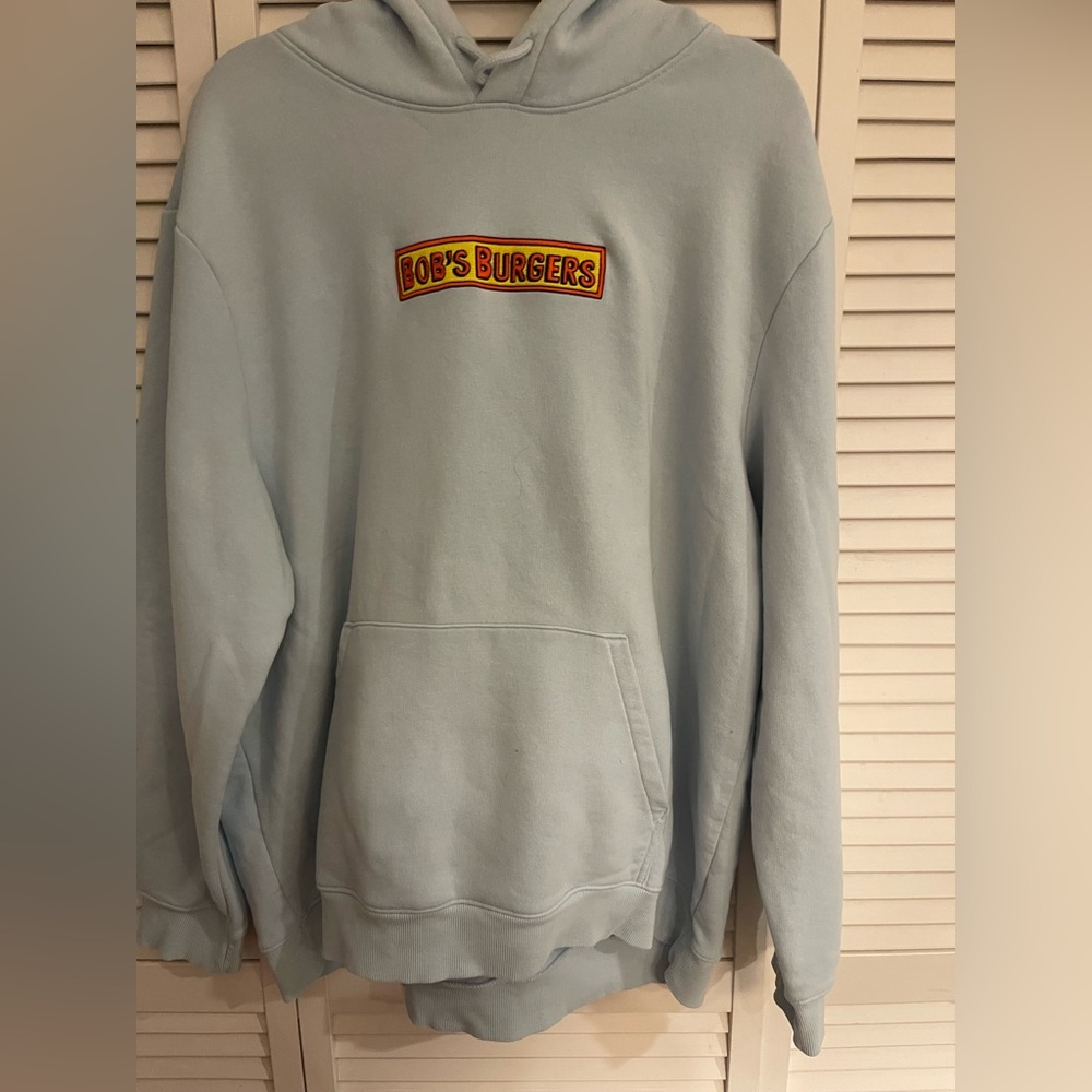 H&M Light Blue Hoodie with Graphic Print of Bobs Burgers - Picture 6 of 7
